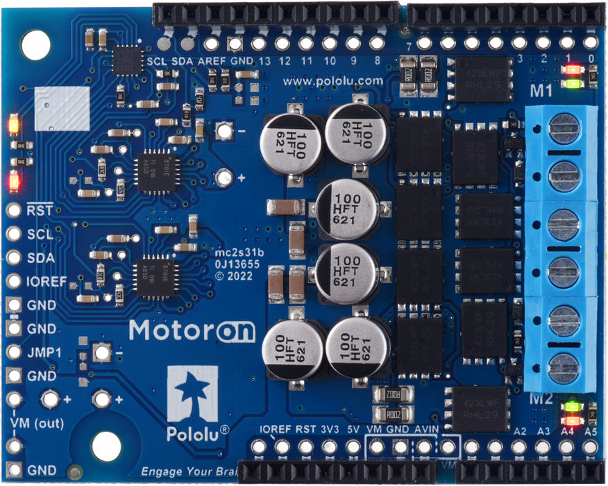 Motoron M2S24v16 Dual High-Power Motor Controller Shield for Arduino (Connectors Soldered)