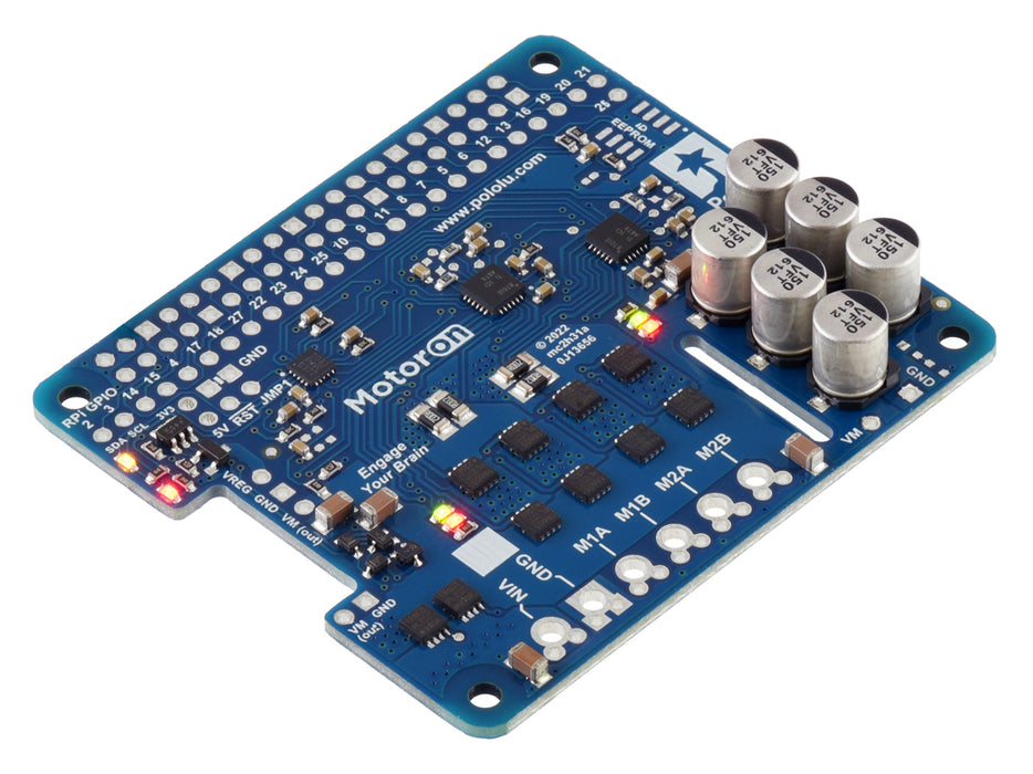 Motoron M2H18v18 Dual High-Power Motor Controller for Raspberry Pi (No Connectors or Standoffs)