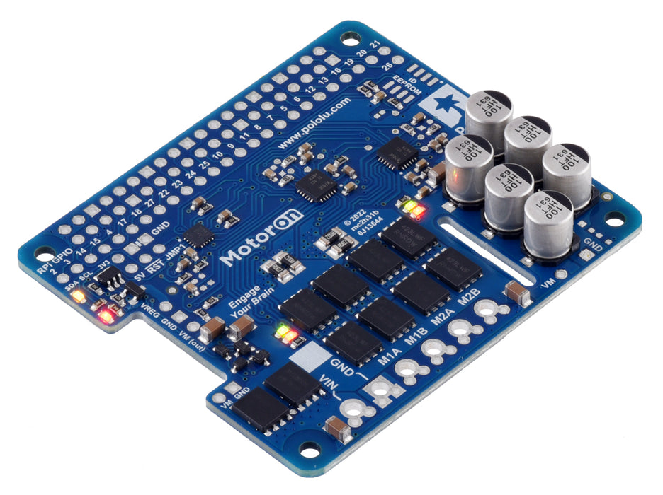 Motoron M2H24v16 Dual High-Power Motor Controller for Raspberry Pi (No Connectors or Standoffs)