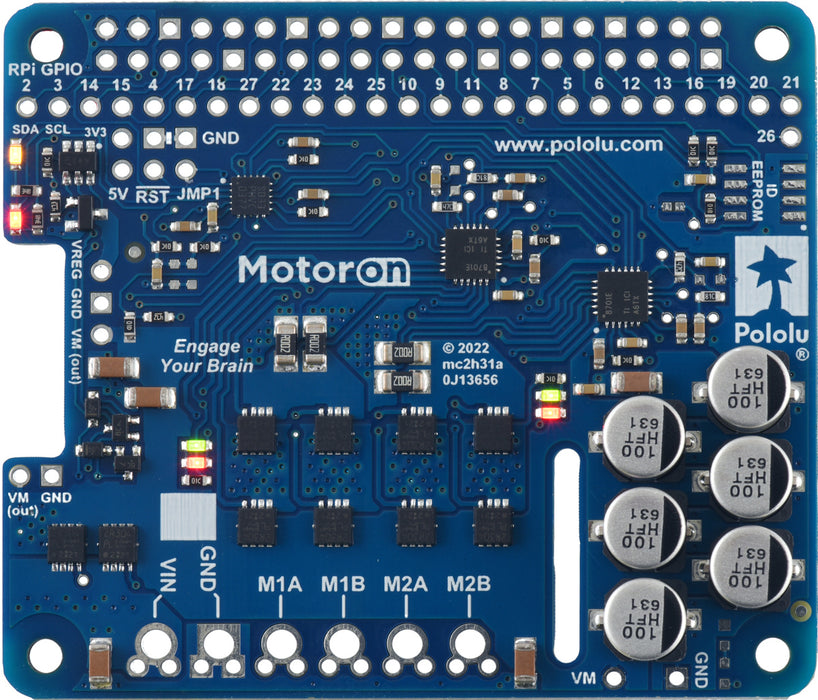 Motoron M2H24v14 Dual High-Power Motor Controller for Raspberry Pi (No Connectors or Standoffs)