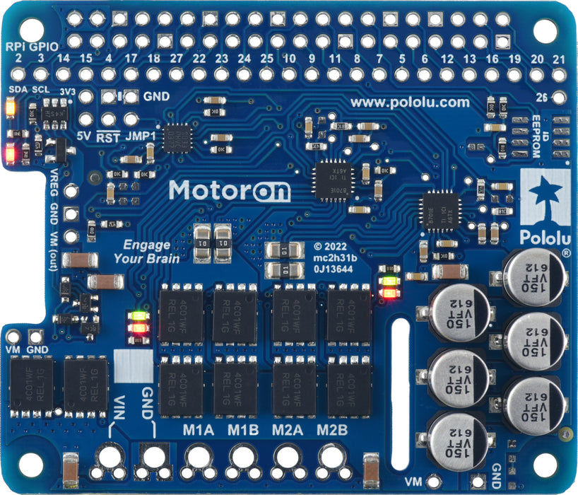 Motoron M2H18v20 Dual High-Power Motor Controller for Raspberry Pi (No Connectors or Standoffs)