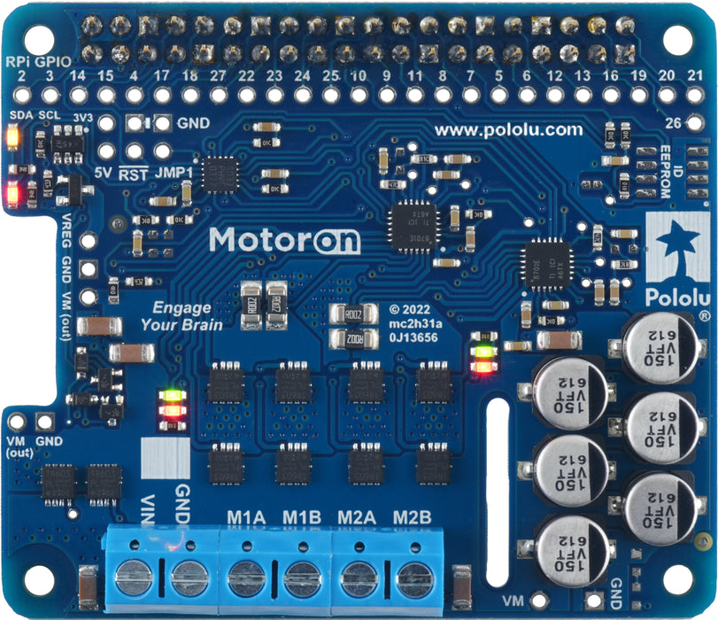 Motoron M2H18v18 Dual High-Power Motor Controller for Raspberry Pi (Connectors Soldered)