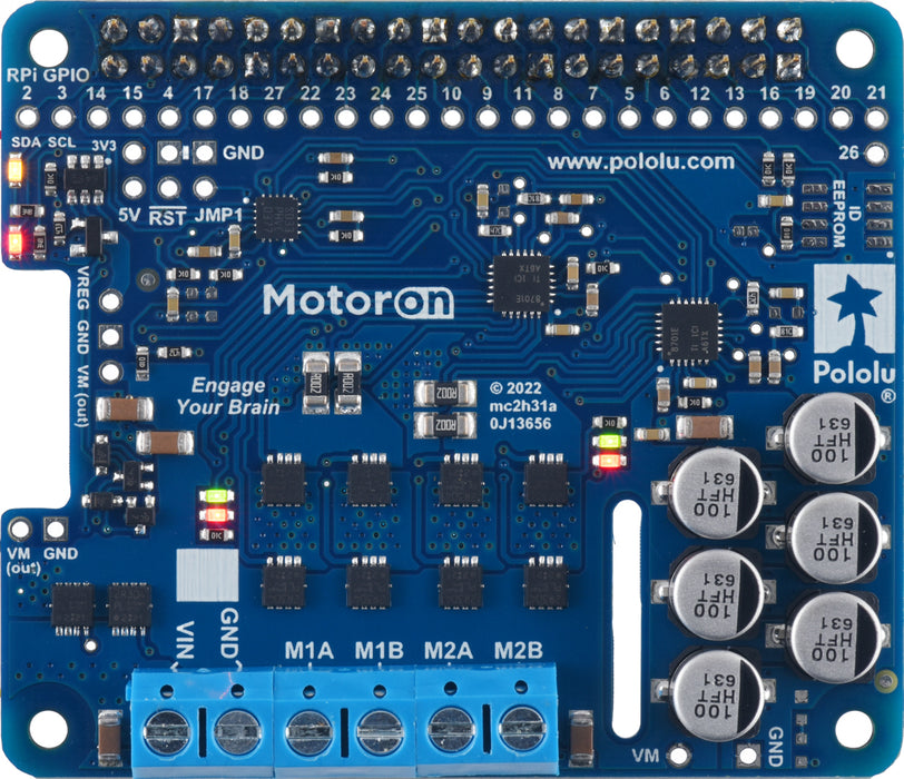 Motoron M2H24v14 Dual High-Power Motor Controller for Raspberry Pi (Connectors Soldered)