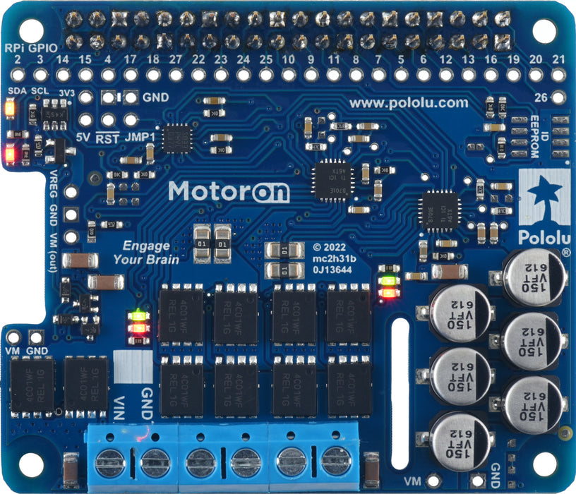 Motoron M2H18v20 Dual High-Power Motor Controller for Raspberry Pi (Connectors Soldered)