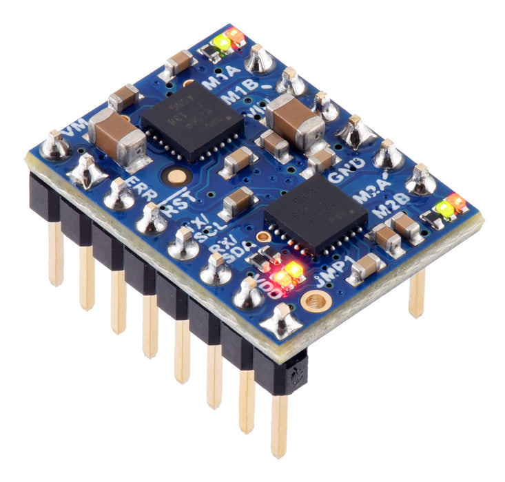 Motoron M2T256 Dual I²C Motor Controller (Header Pins Soldered)