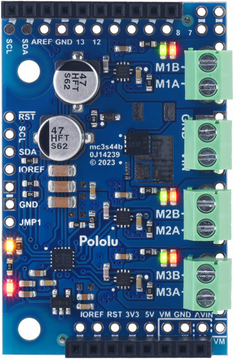 Motoron M3S550 Triple Motor Controller Shield for Arduino (Connectors Soldered)