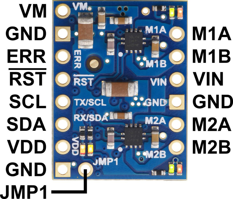 Motoron M2T550 Dual I²C Motor Controller (Header Pins Soldered)