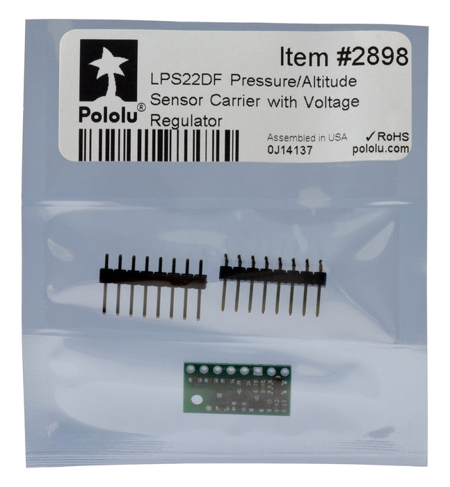 LPS22DF Pressure/Altitude Sensor Carrier with Voltage Regulator