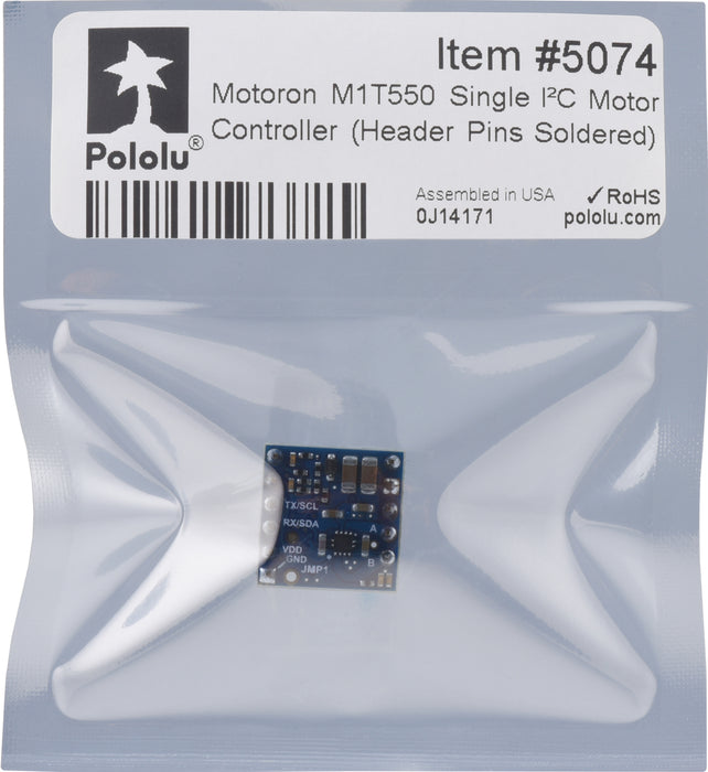 Motoron M1T550 Single I²C Motor Controller (Header Pins Soldered)