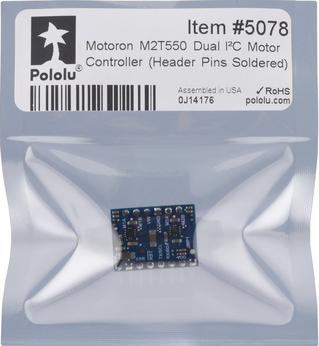 Motoron M2T550 Dual I²C Motor Controller (Header Pins Soldered)