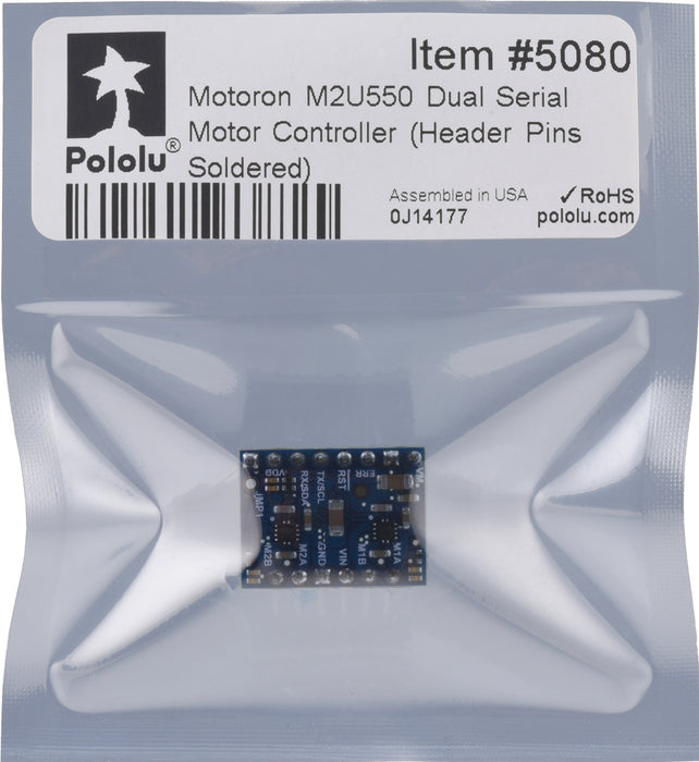 Motoron M2U550 Dual Serial Motor Controller (Header Pins Soldered)