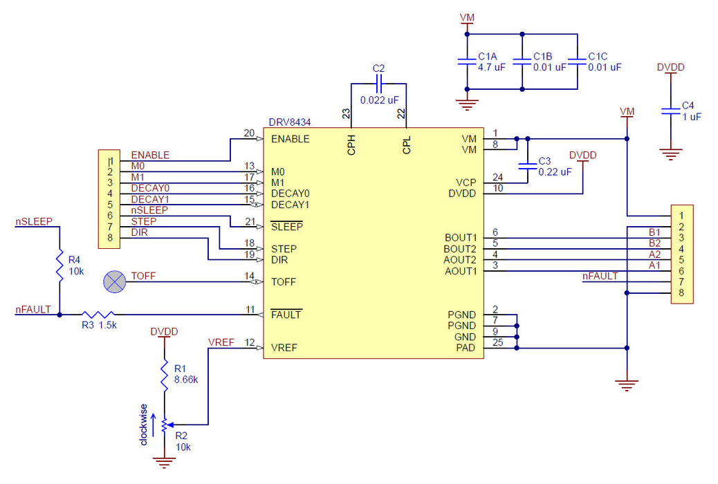 DRV8434 Stepper Motor Driver Carrier (Header Pins Soldered)