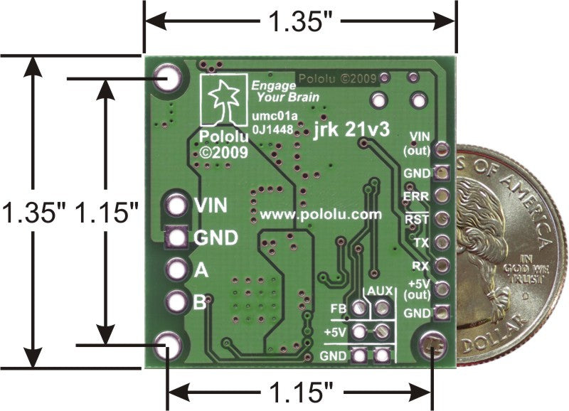 Jrk 21v3 USB Motor Controller with Feedback (Connectors Soldered)