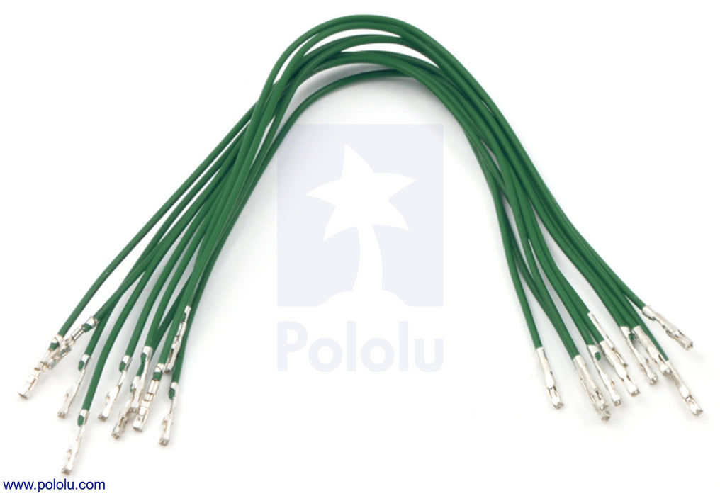 Wires with Pre-Crimped Terminals 10-Pack F-F 6" Green