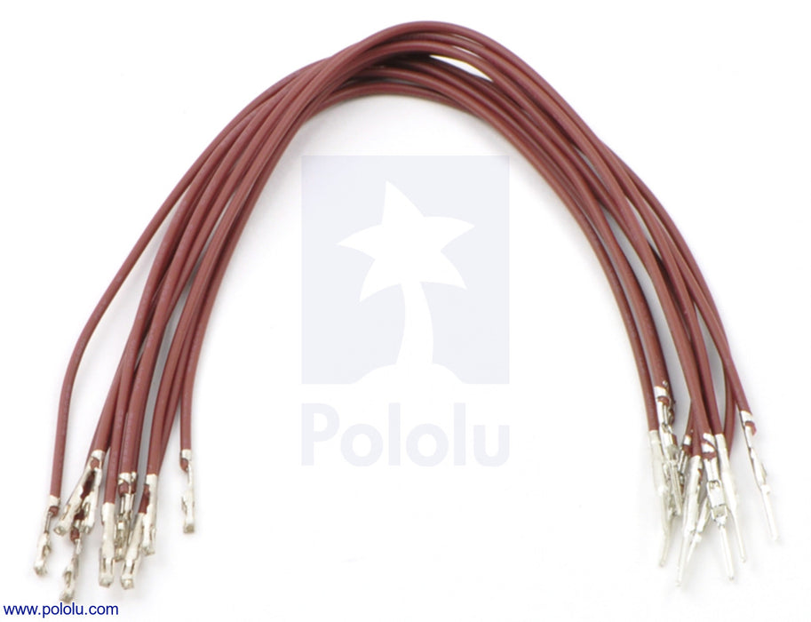 Wires with Pre-Crimped Terminals 10-Pack M-F 6" Brown