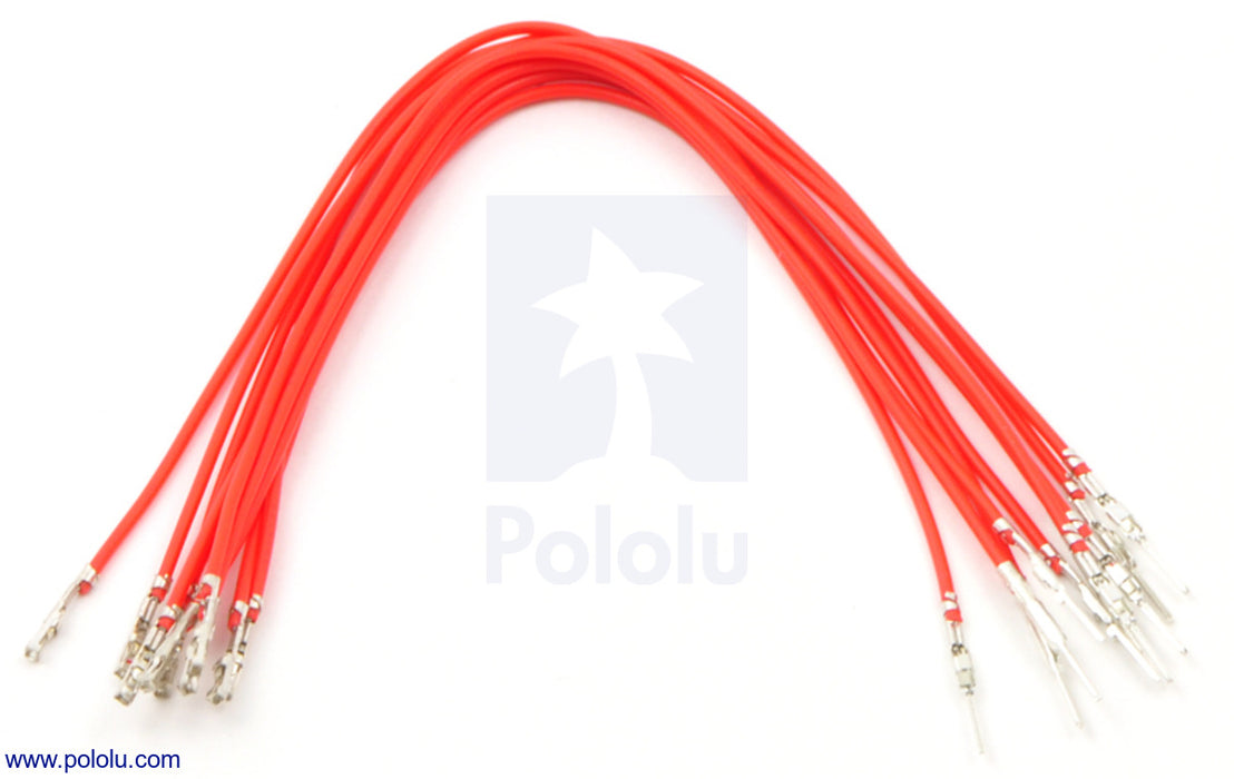 Wires with Pre-Crimped Terminals 10-Pack M-F 6" Red