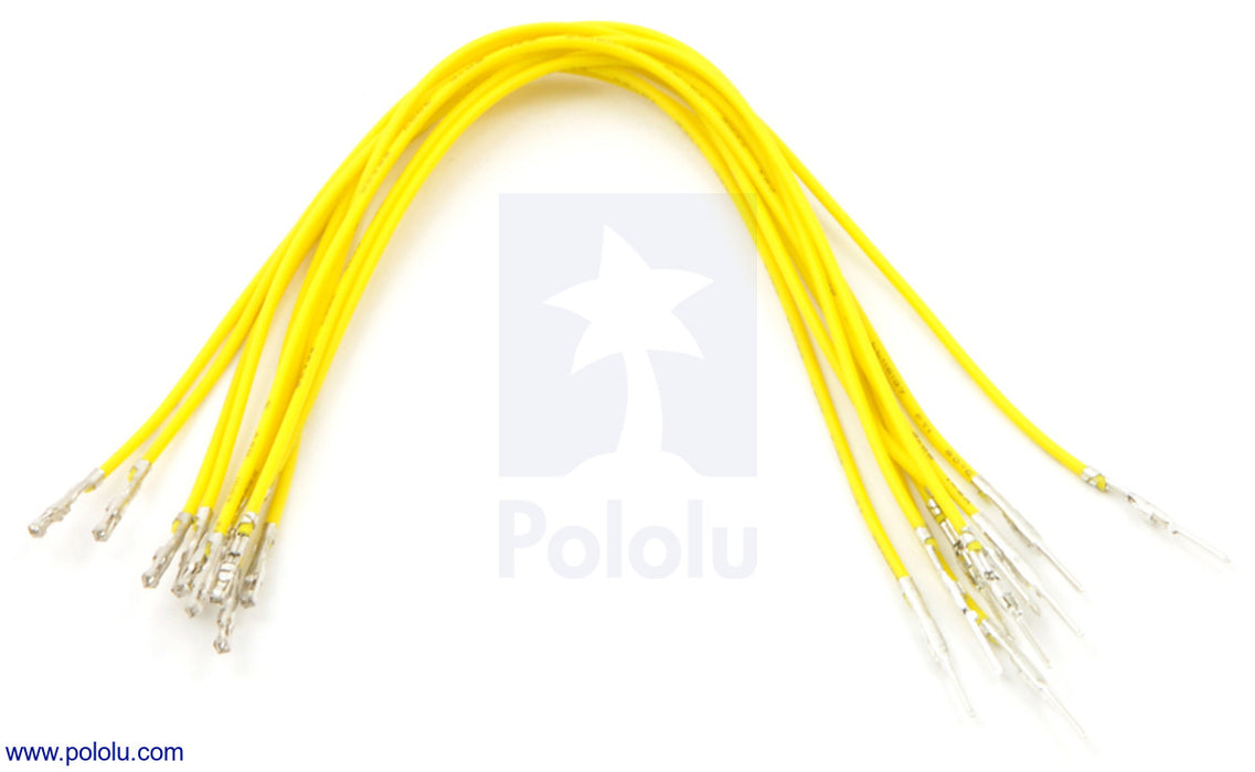 Wires with Pre-Crimped Terminals 10-Pack M-F 6" Yellow