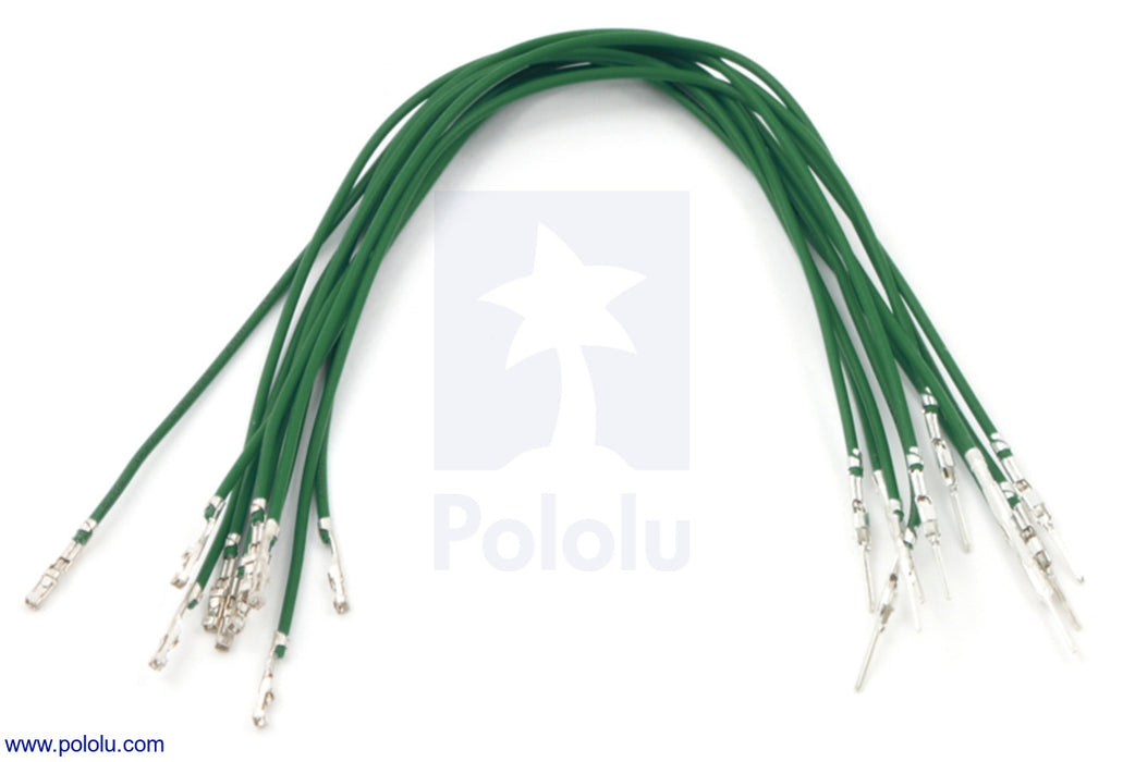 Wires with Pre-Crimped Terminals 10-Pack M-F 6" Green