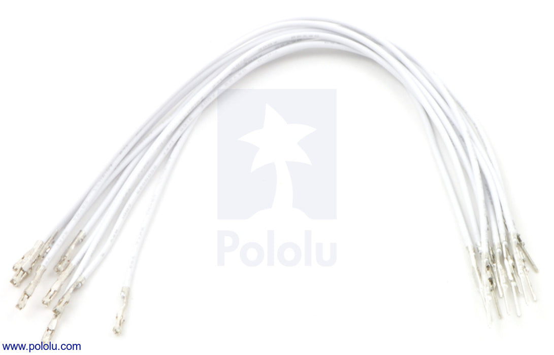 Wires with Pre-Crimped Terminals 10-Pack M-F 6" White