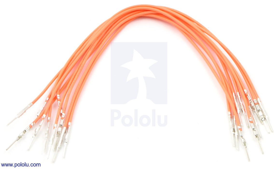 Wires with Pre-Crimped Terminals 10-Pack M-M 6" Orange