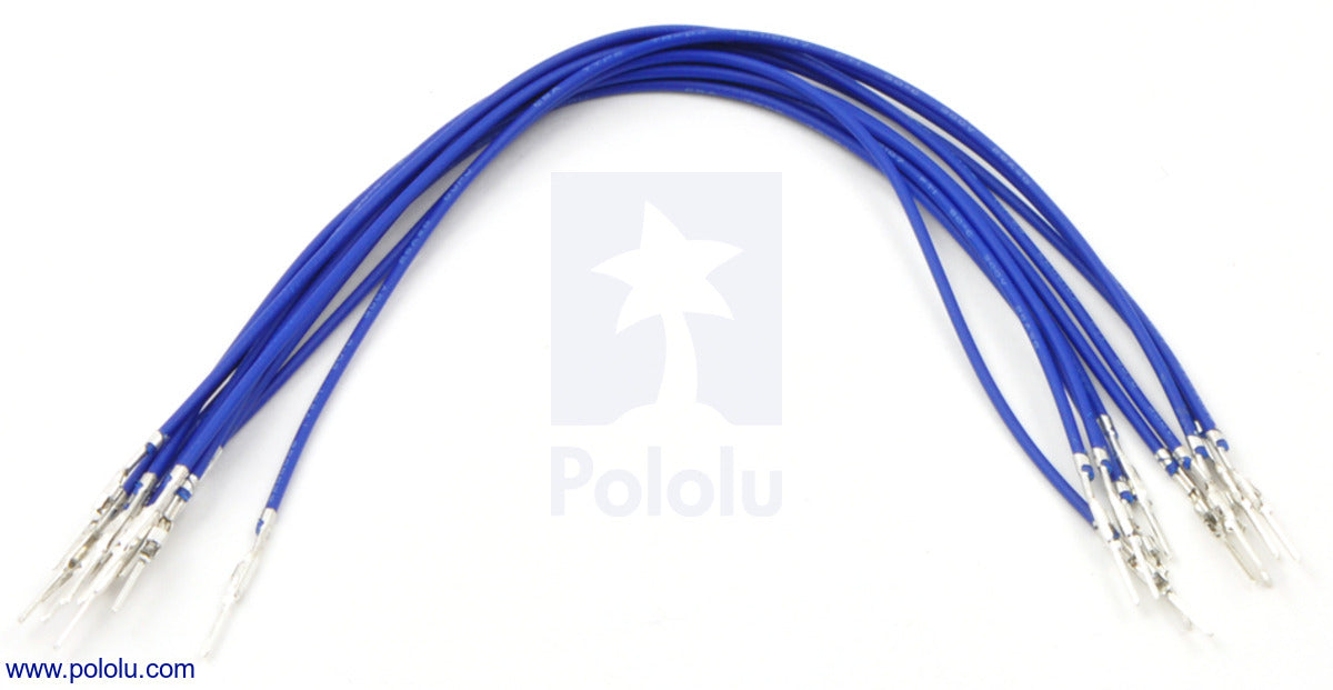 Wires with Pre-Crimped Terminals 10-Pack M-M 6" Blue