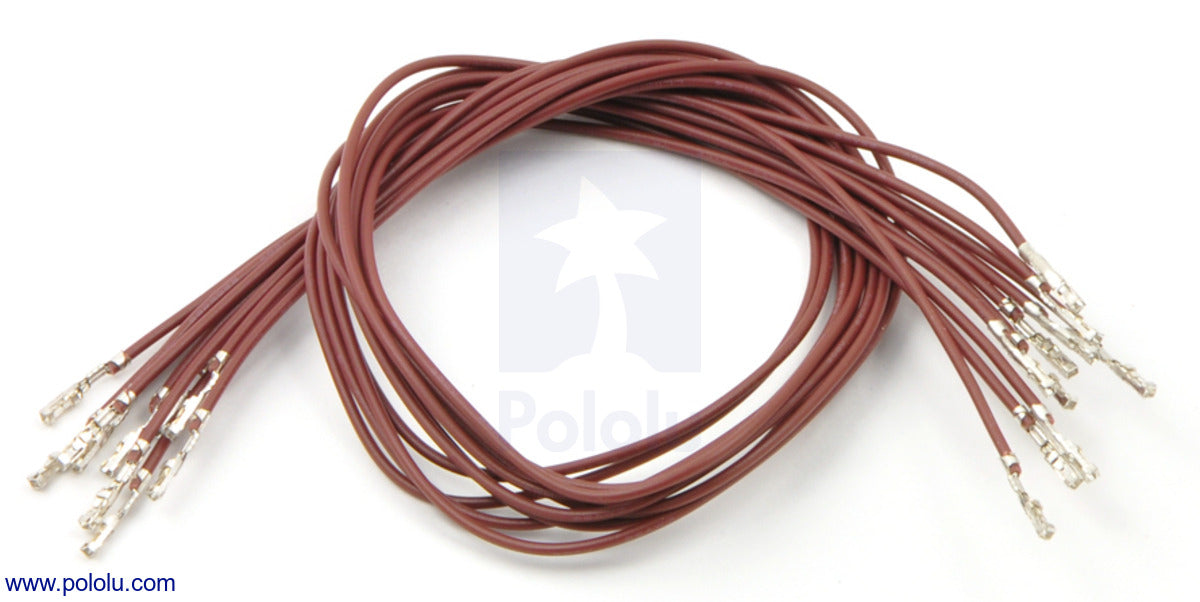 Wires with Pre-Crimped Terminals 10-Pack F-F 12" Brown