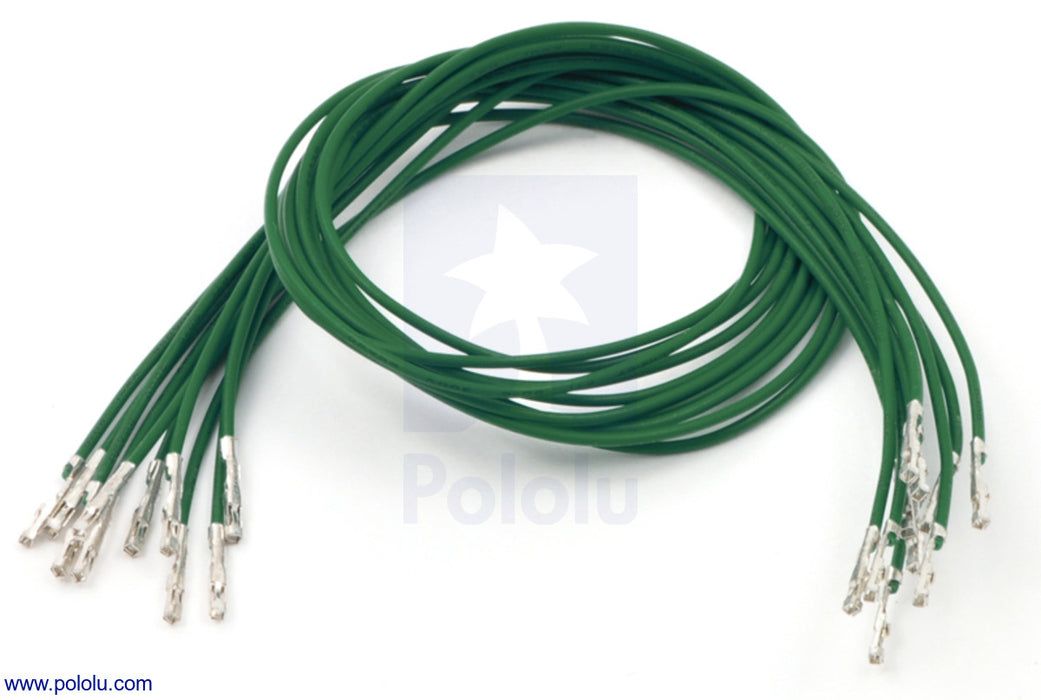 Wires with Pre-Crimped Terminals 10-Pack FF 12" Green