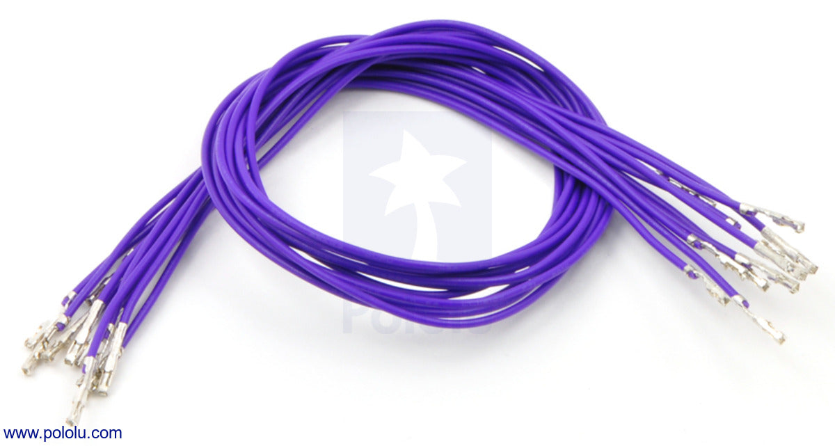 Wires with Pre-Crimped Terminals 10-Pack F-F 12" Purple