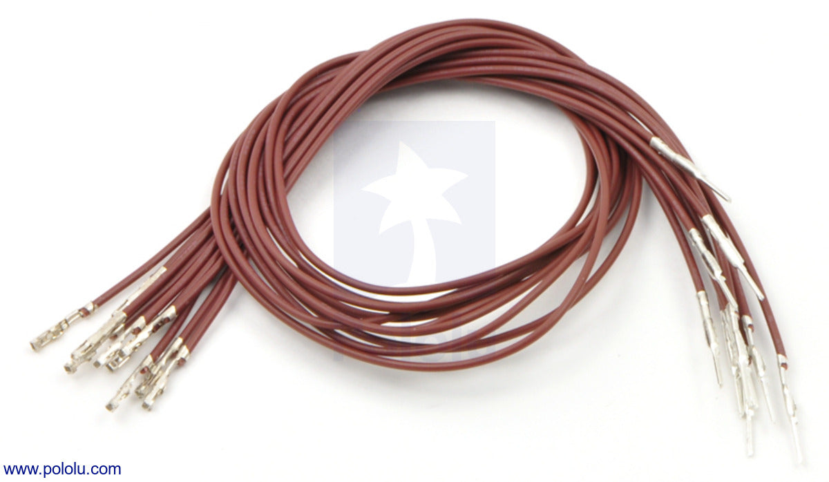 Wires with Pre-Crimped Terminals 10-Pack M-F 12" Brown