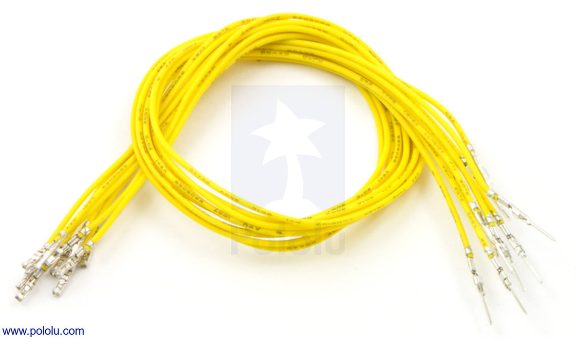 Wires with Pre-Crimped Terminals 10-Pack MF 12" Yellow