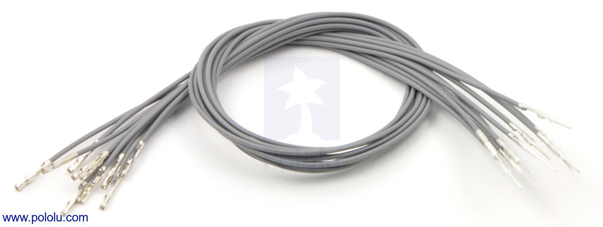 Wires with Pre-Crimped Terminals 10-Pack M-F 12" Gray