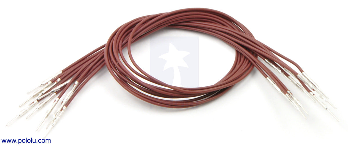 Wires with Pre-Crimped Terminals 10-Pack M-M 12" Brown