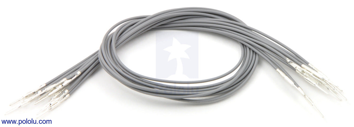 Wires with Pre-Crimped Terminals 10-Pack MM 12" Gray