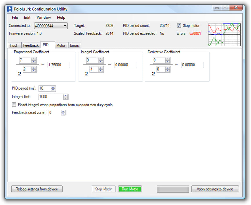 Jrk 21v3 USB Motor Controller with Feedback