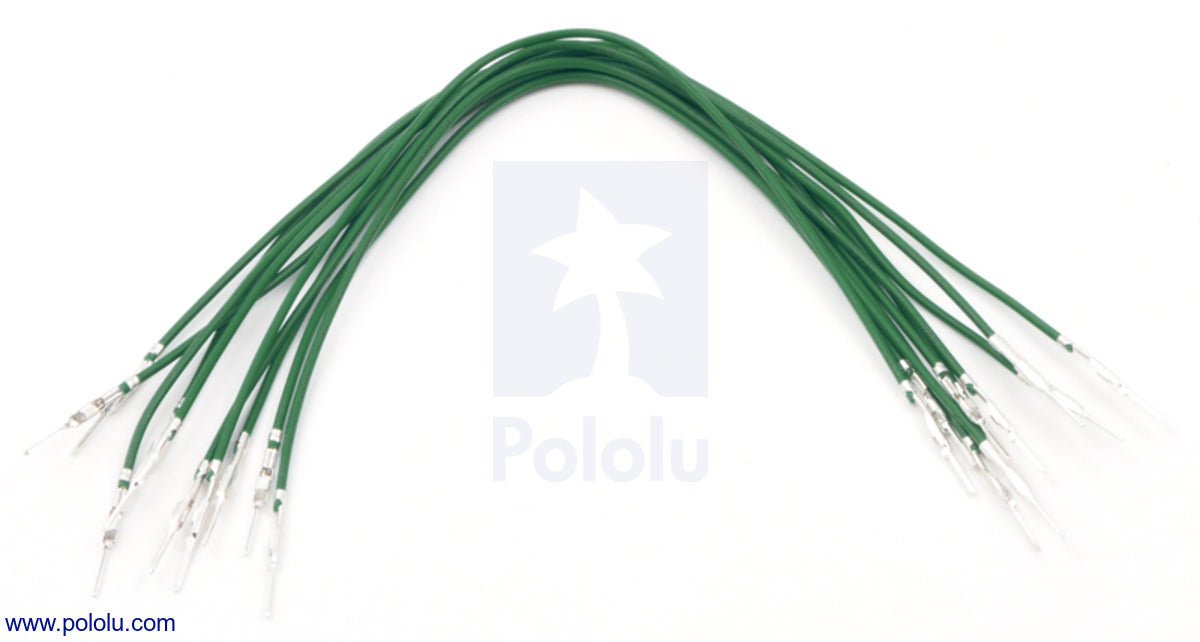 Wires with Pre-Crimped Terminals 10-Pack M-M 6" Green