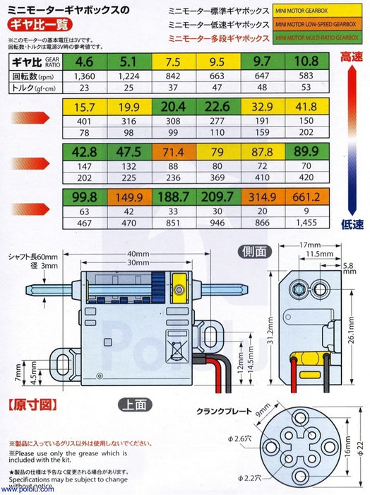 Tamiya 70190 Mini Motor Multi-Ratio Gearbox (12-Speed) Kit