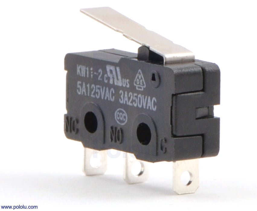 Snap-Action Switch with 16.7mm Lever: 3-Pin, SPDT, 5A