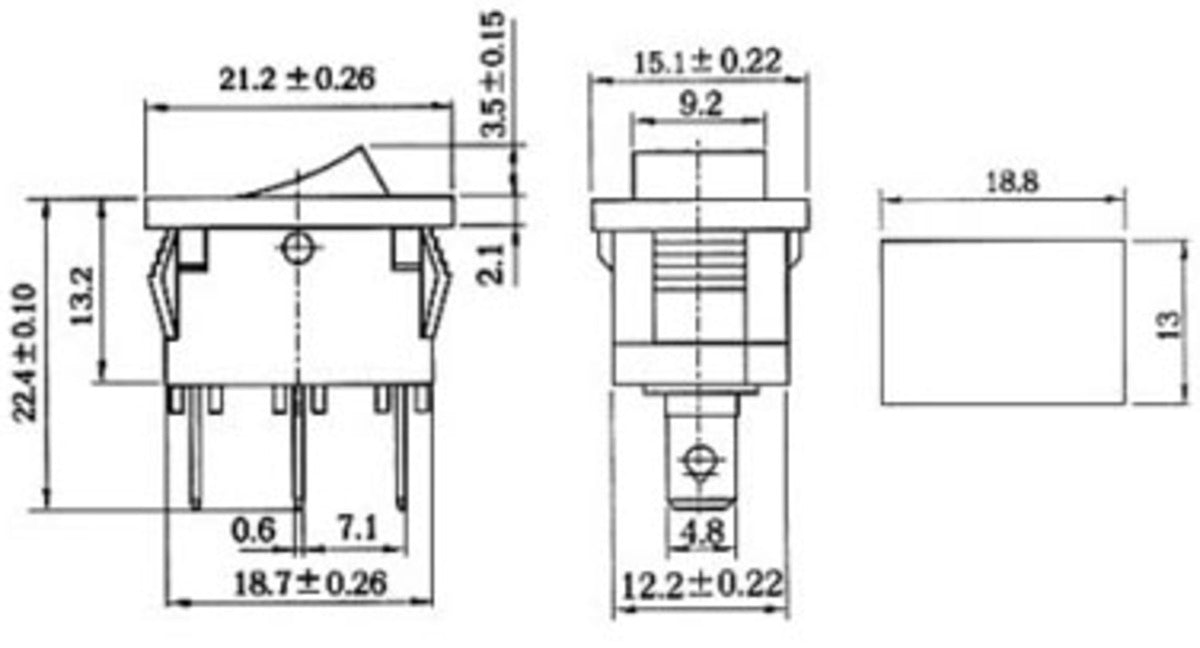 Rocker Switch: 3-Pin, SPDT, 10A