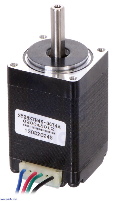 Stepper Motor: Bipolar, 200 Steps/Rev, 28×45mm, 4.5V, 0.67 A/Phase