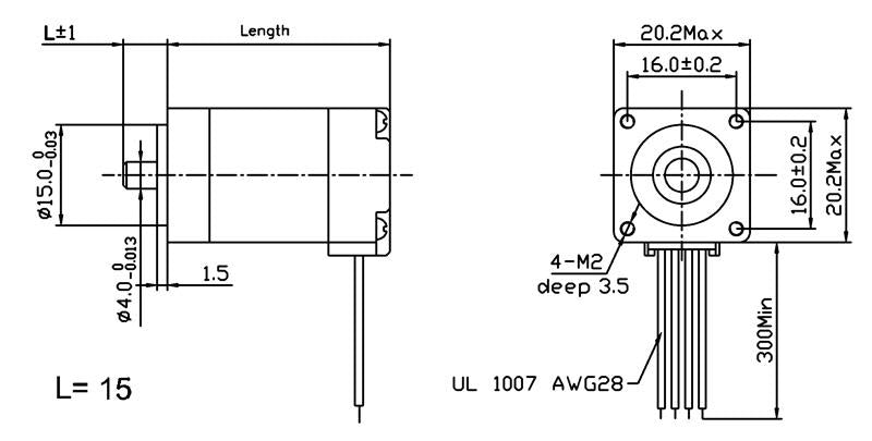 Stepper Motor: Bipolar, 200 Steps/Rev, 20×30mm, 3.9V, 0.6 A/Phase