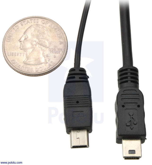 Thin (2mm) USB Cable A to Mini-B, 5 ft., Low/Full-Speed ​​Only