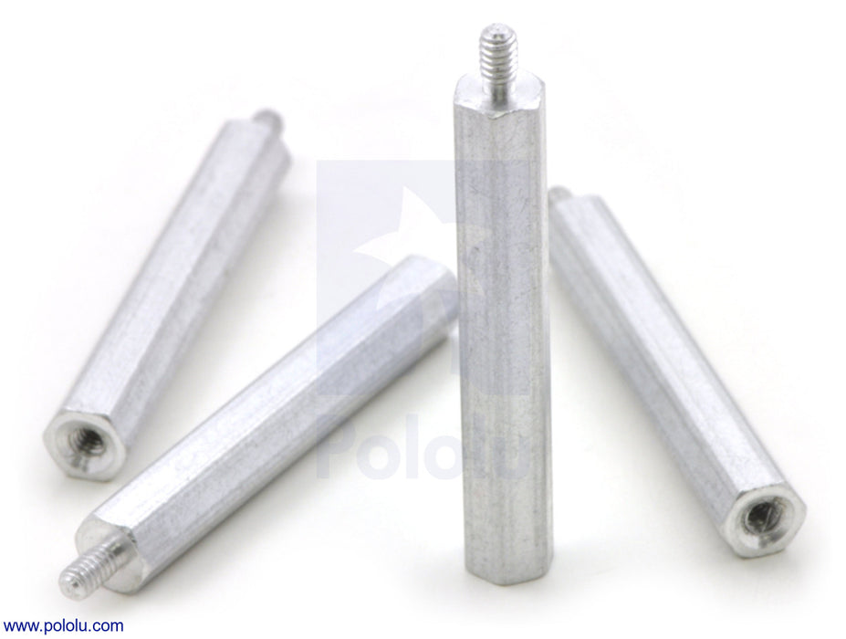 Aluminum Standoff: 1-1/4" Length, 2-56 Thread, MF (4-Pack)