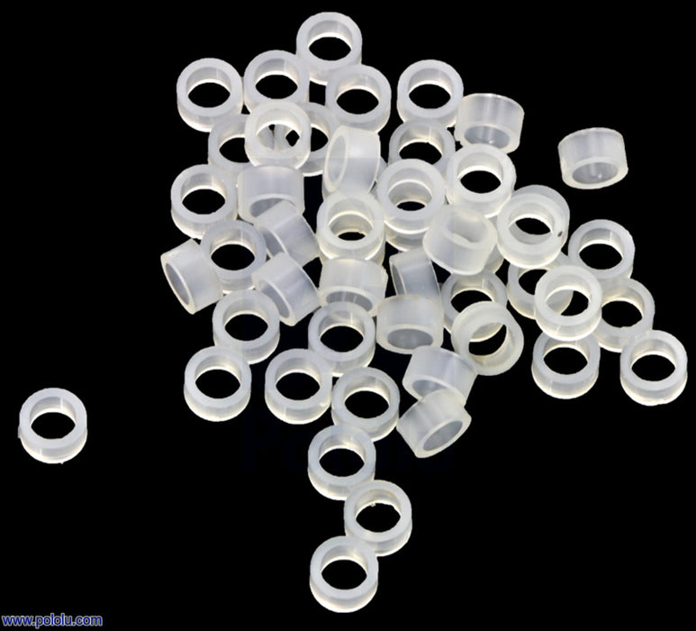 Nylon Spacer: 2mm Length, 5mm OD, 3.3mm ID (50-Pack)