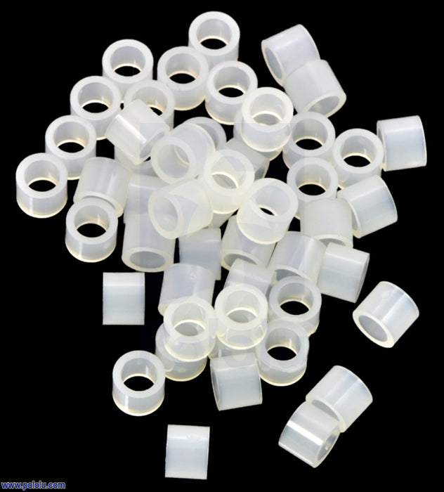 Nylon Spacer: 4mm Length, 5mm OD, 3.3mm ID (50-Pack)