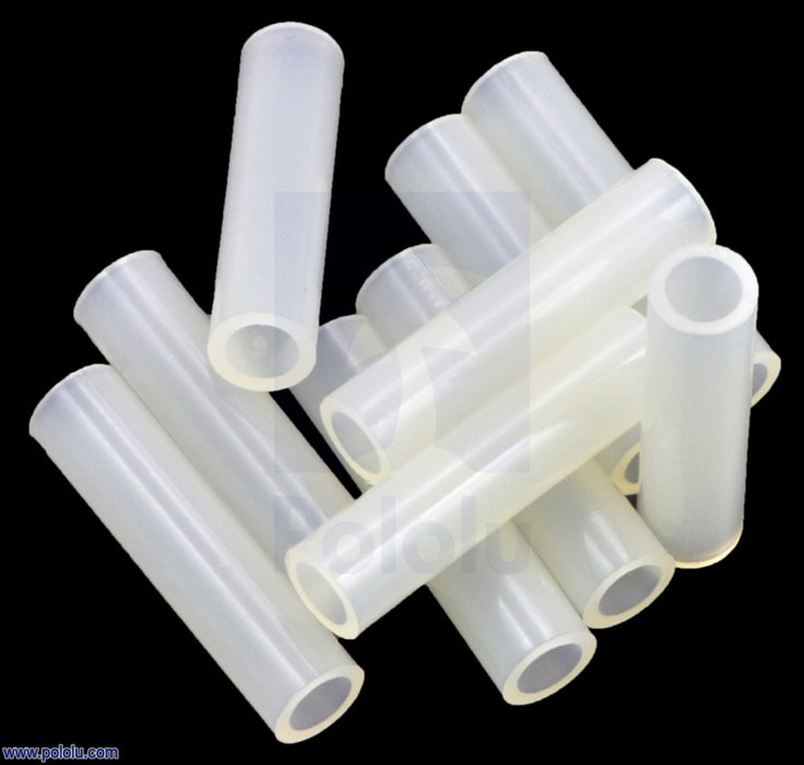 Nylon Spacer: 20mm Length, 5mm OD, 3.3mm ID (10-Pack)