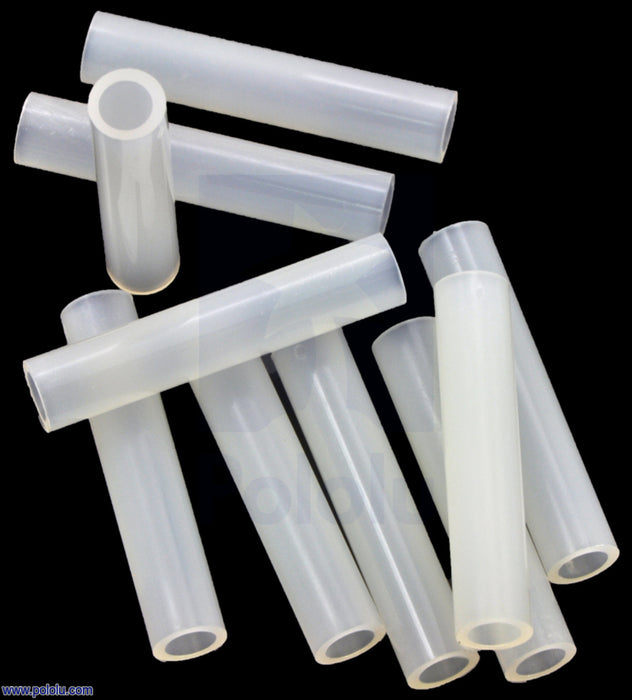 Nylon Spacer: 25mm Length, 5mm OD, 3.3mm ID (10-Pack)