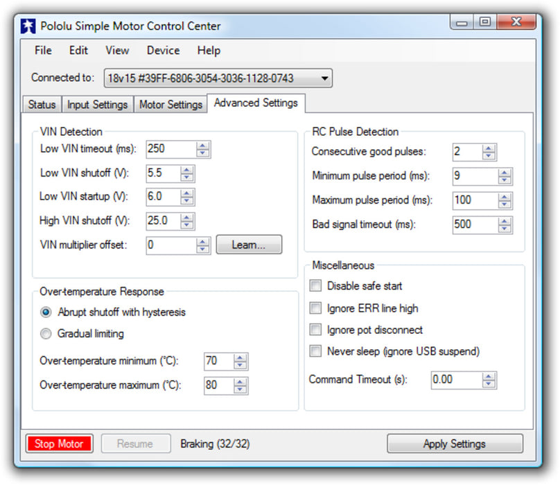 Pololu Simple Motor Controller 18v7 (Fully Assembled)