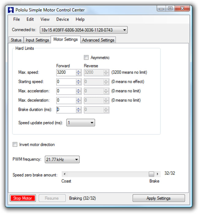 Pololu Simple Motor Controller 18v7