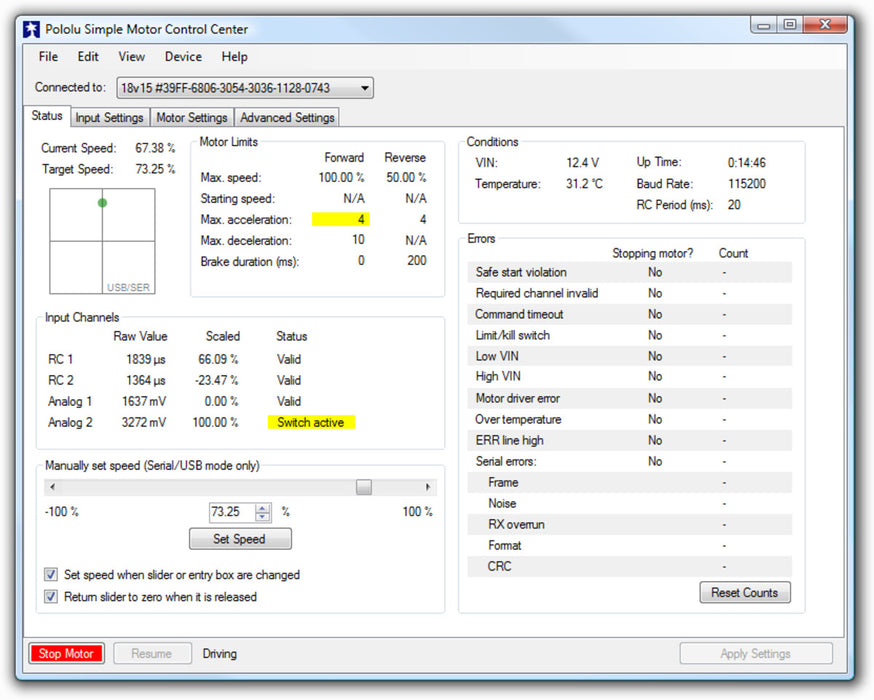 Pololu Simple High-Power Motor Controller 18v15