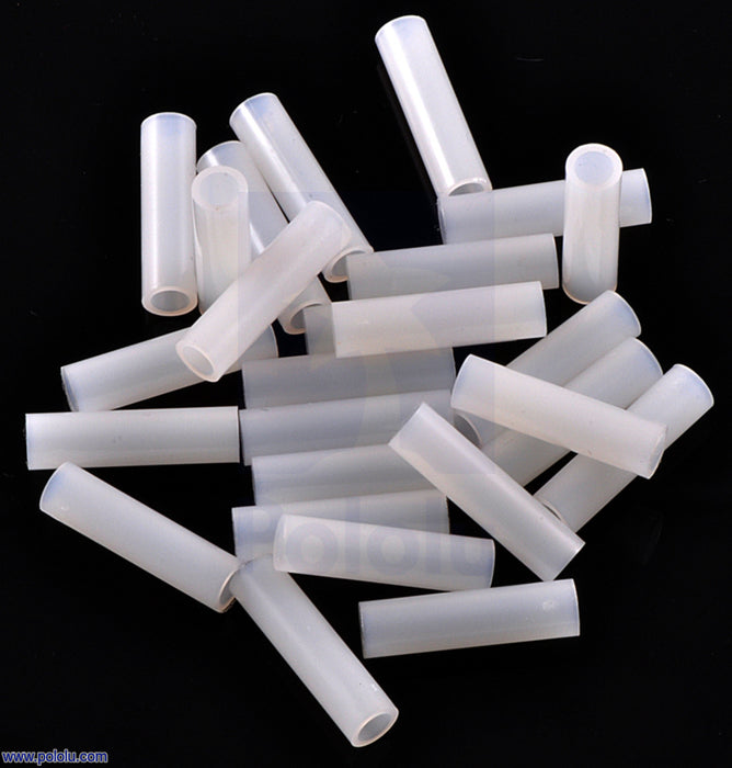 Nylon Spacer: 15mm Length, 4mm OD, 2.7mm ID (25-Pack)